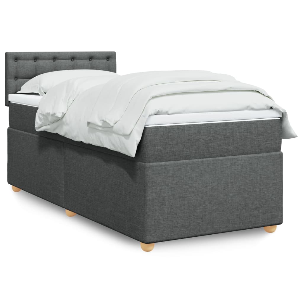 Giroletto a Molle con Materasso Grigio Scuro 90x190 cm Tessuto