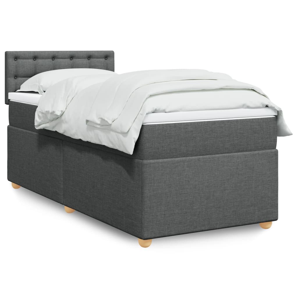Giroletto a Molle con Materasso Grigio Scuro 90x200 cm Tessuto