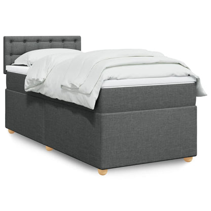 Giroletto a Molle con Materasso Grigio Scuro 90x200 cm Tessuto