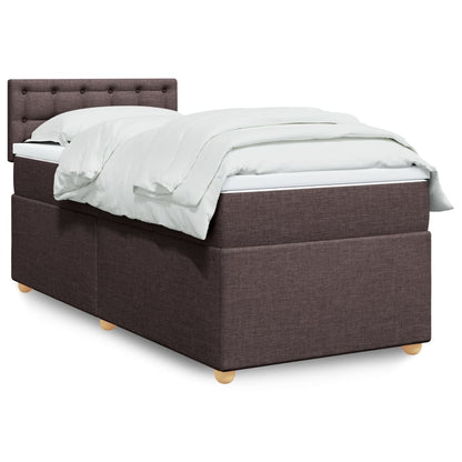 Giroletto a Molle con Materasso Marrone Scuro 90x200 cm Tessuto