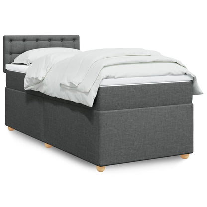 Giroletto a Molle con Materasso Grigio Scuro 100x200 cm Tessuto