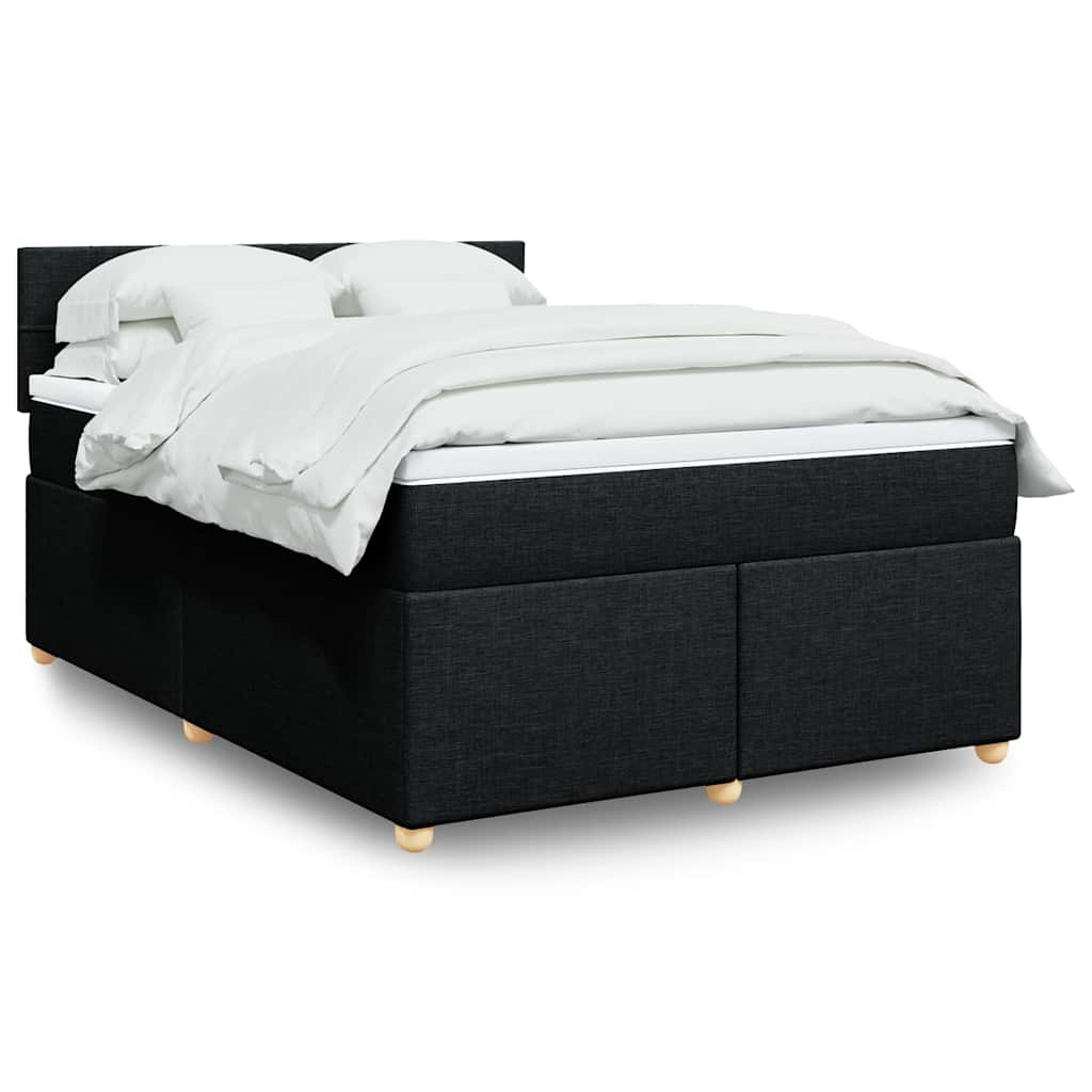 Giroletto a Molle con Materasso Nero 140x190 cm in Tessuto