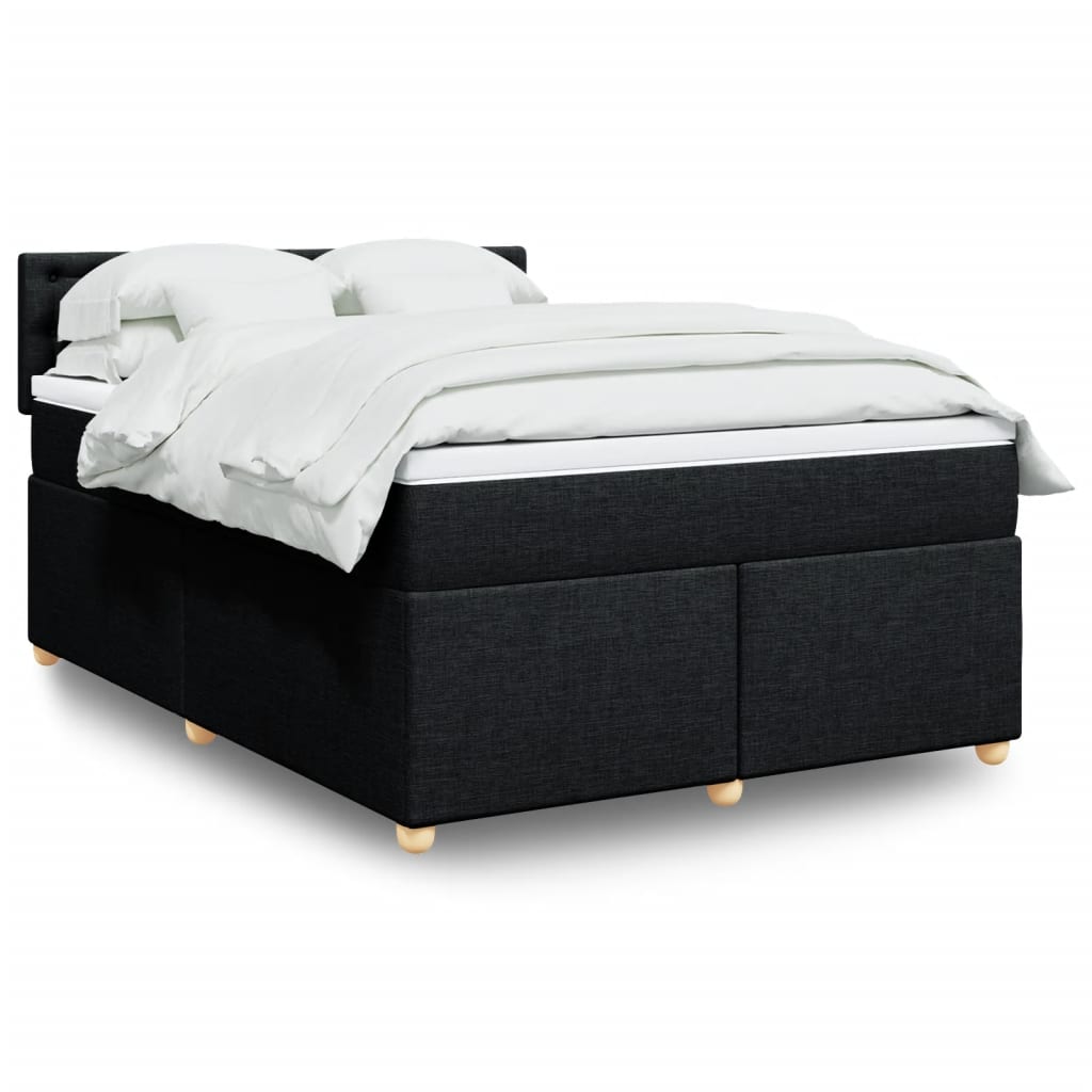 Giroletto a Molle con Materasso Nero 140x190 cm in Tessuto