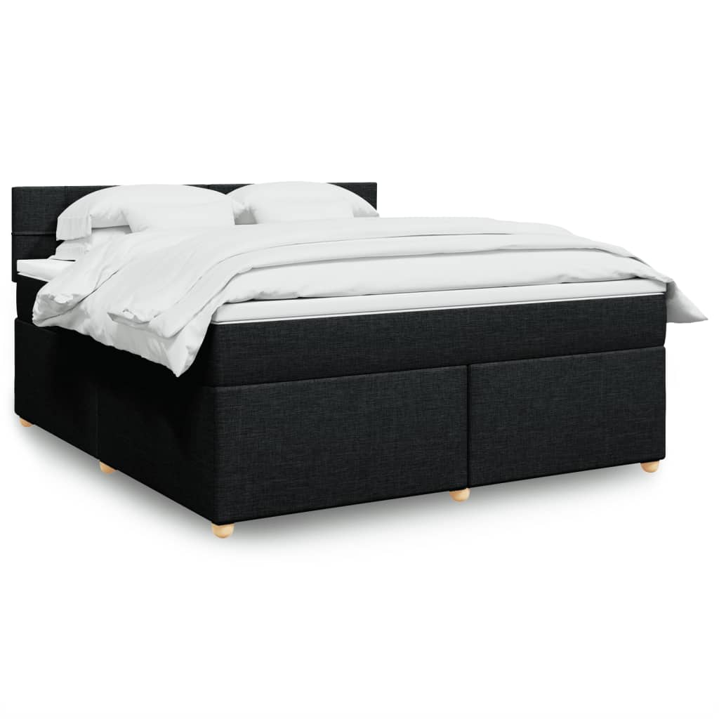 Giroletto a Molle con Materasso Nero 180x200 cm in Tessuto