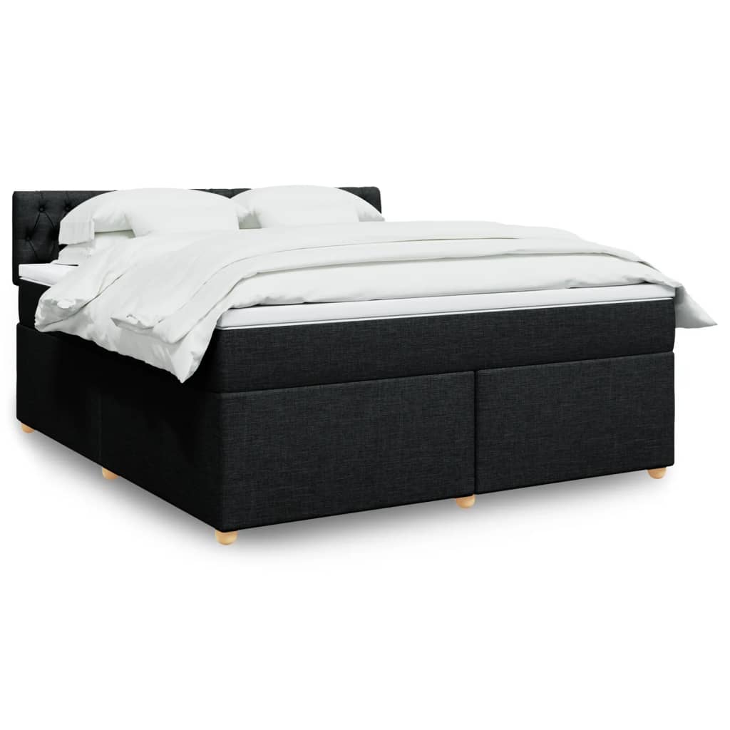 Giroletto a Molle con Materasso Nero 180x200 cm in Tessuto