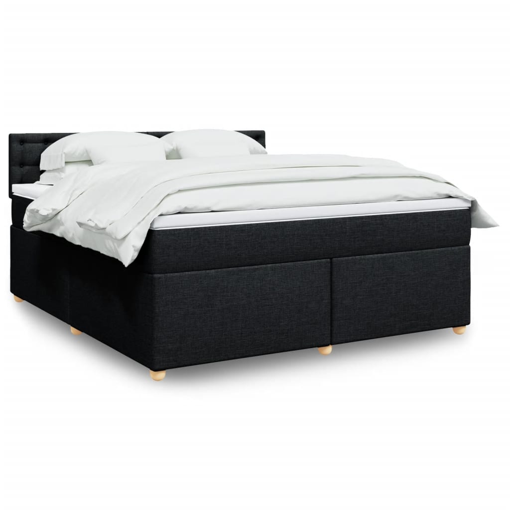 Giroletto a Molle con Materasso Nero 180x200 cm in Tessuto