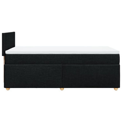 Letto a Molle con Materasso Nero Singolo in Tessuto
