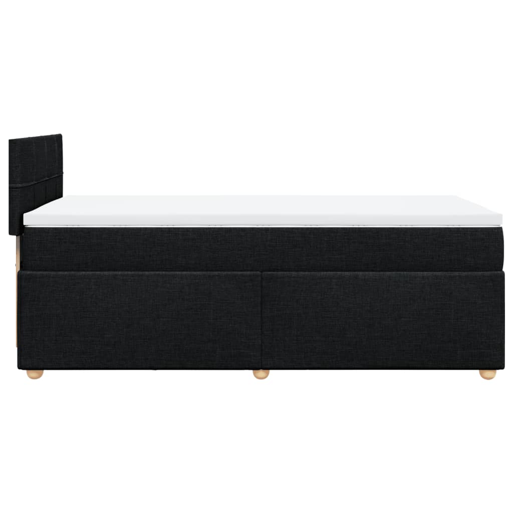 Letto a Molle con Materasso Nero Singolo in Tessuto