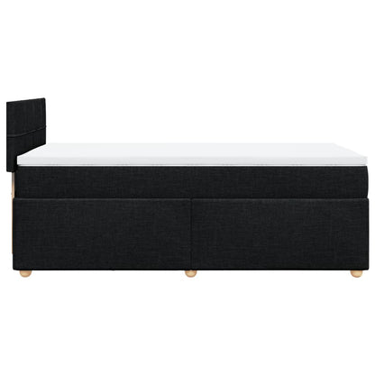Letto a Molle con Materasso Nero Singolo in Tessuto