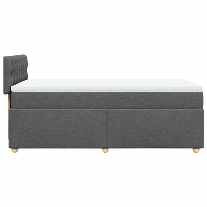 Letto a Molle con Materasso Grigio Scuro Singolo in Tessuto