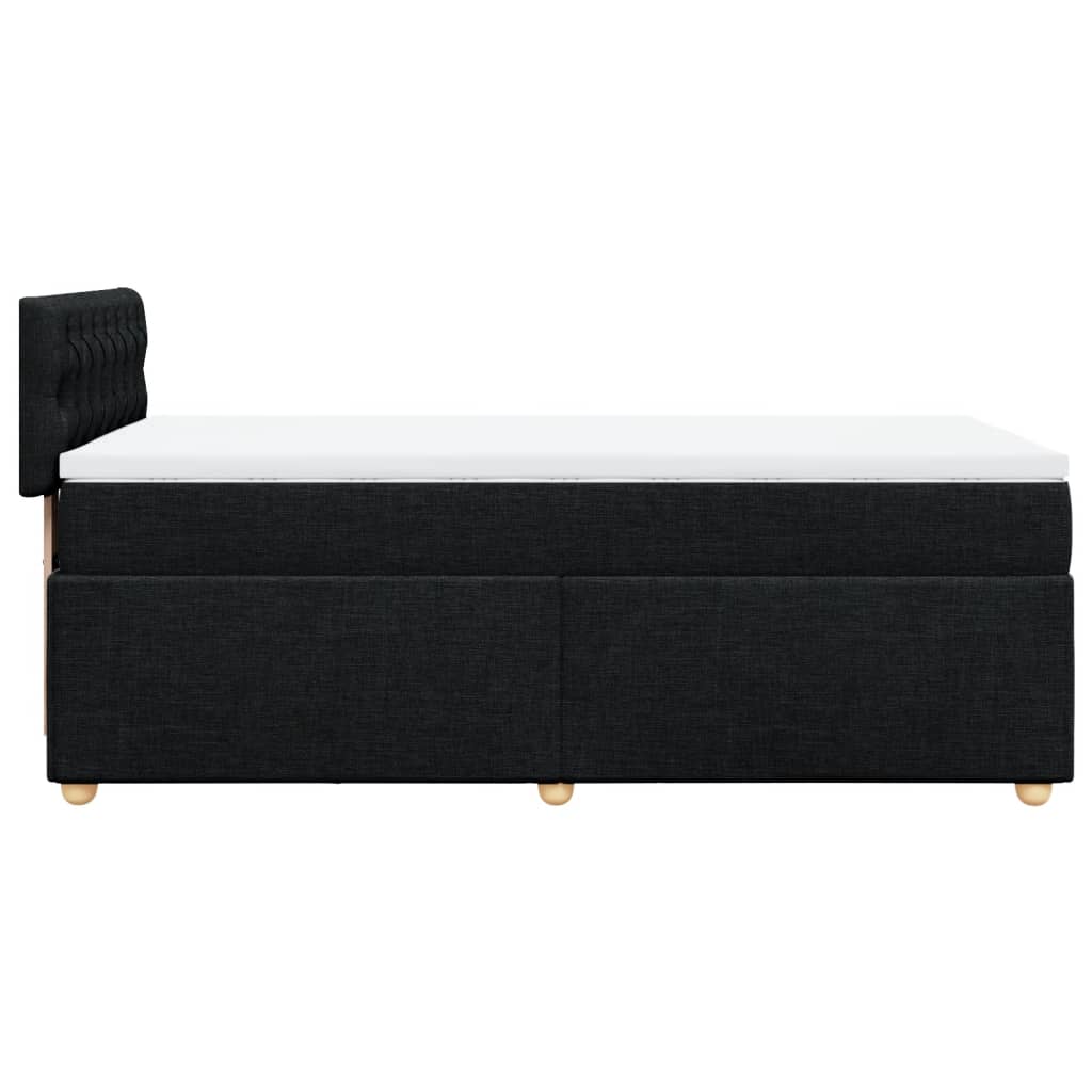 Letto a Molle con Materasso Nero Singolo in Tessuto