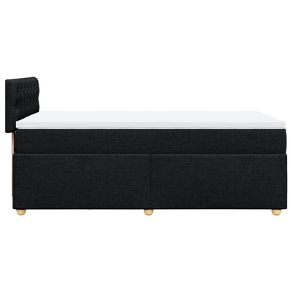 Letto a Molle con Materasso Nero Singolo in Tessuto