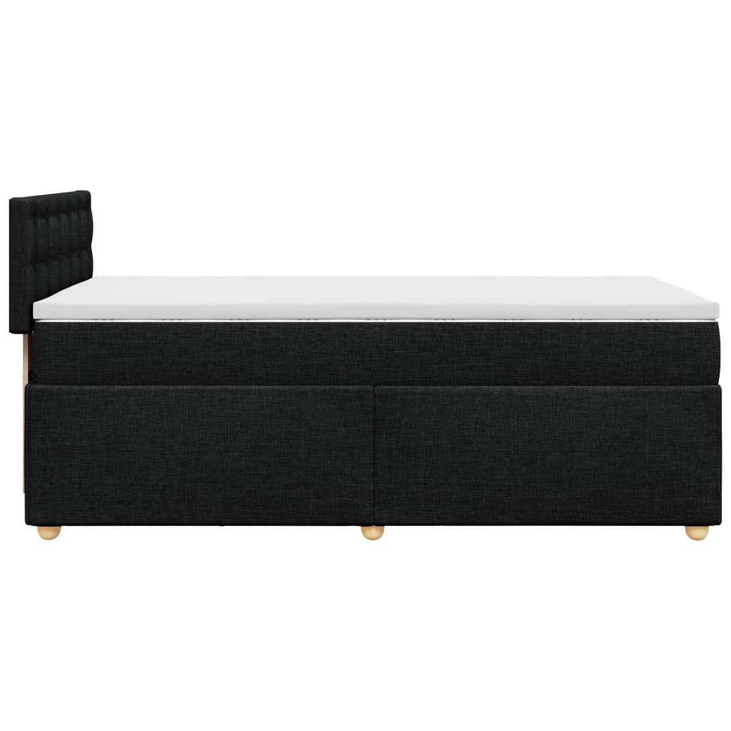 Letto a Molle con Materasso Nero Singolo in Tessuto