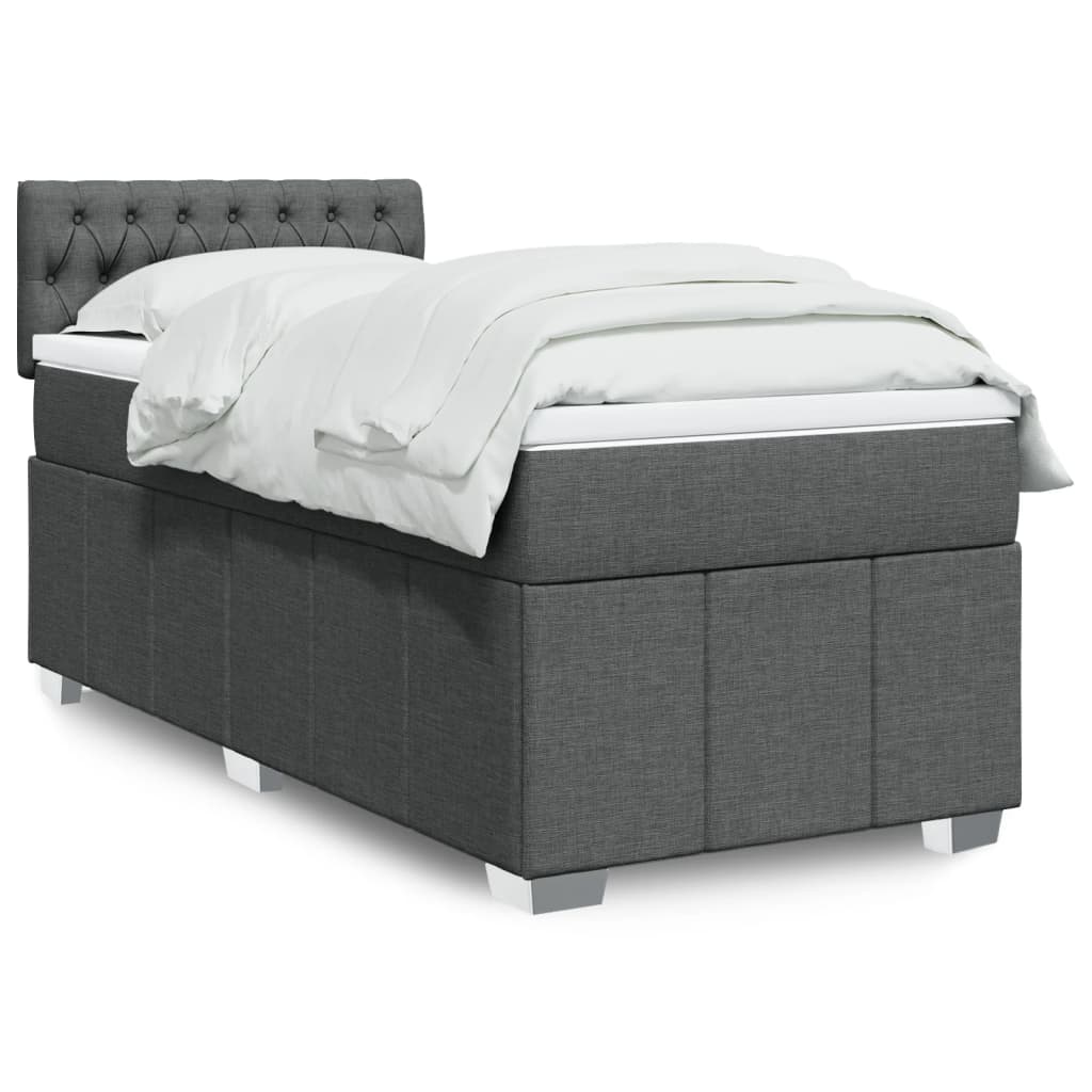 Giroletto a Molle con Materasso Grigio Scuro 90x190 cm Tessuto