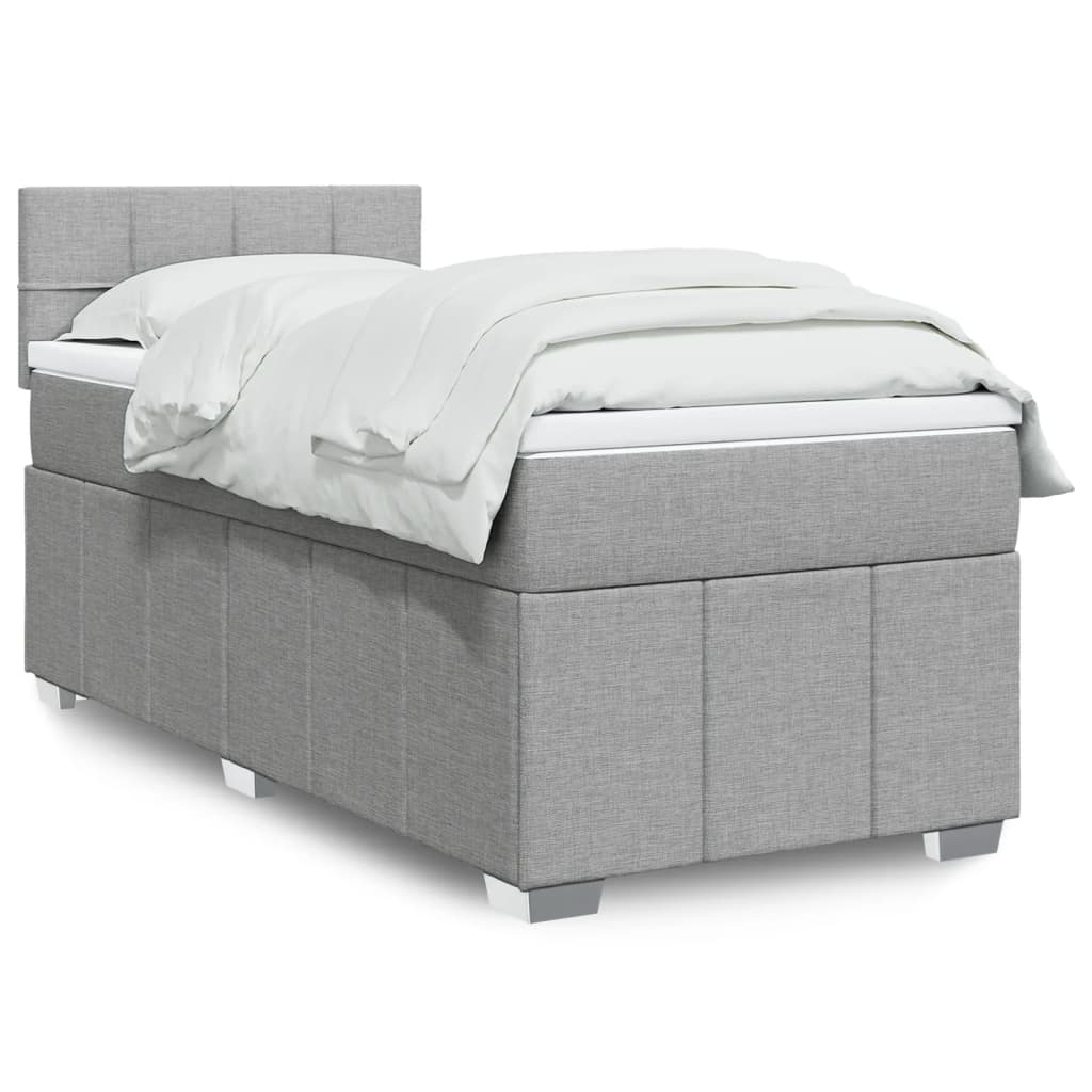 Giroletto a Molle con Materasso Grigio Chiaro100x200 cm Tessuto