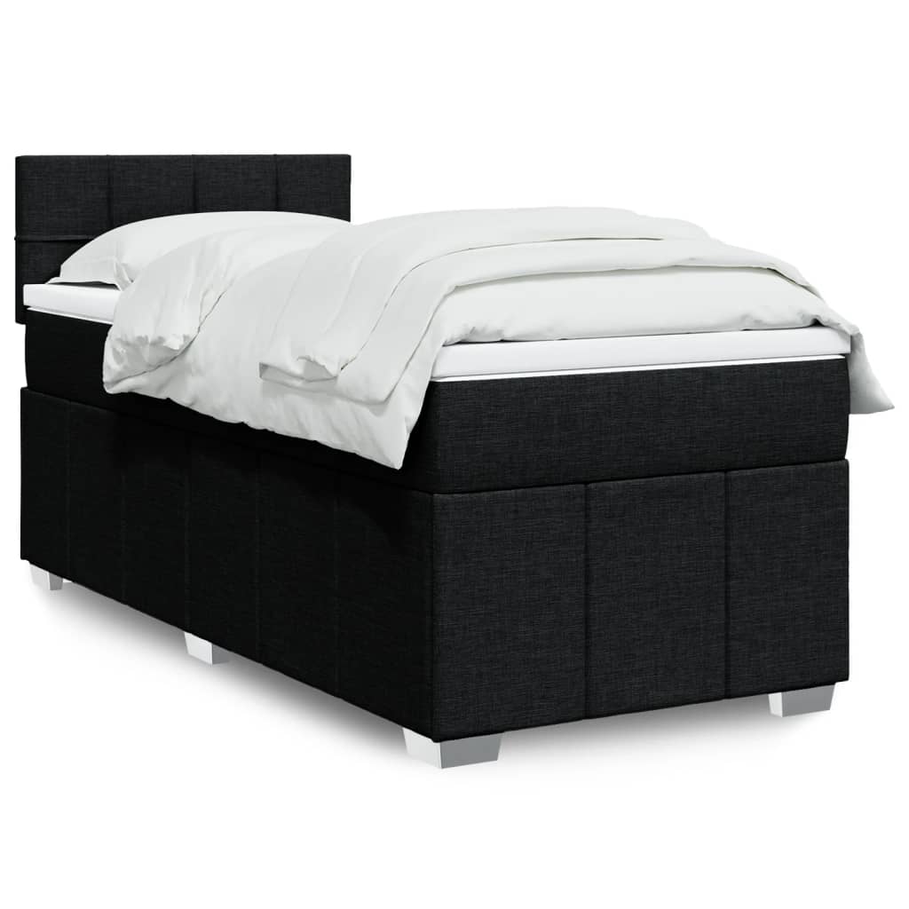 Giroletto a Molle con Materasso Nero 100x200 cm in Tessuto