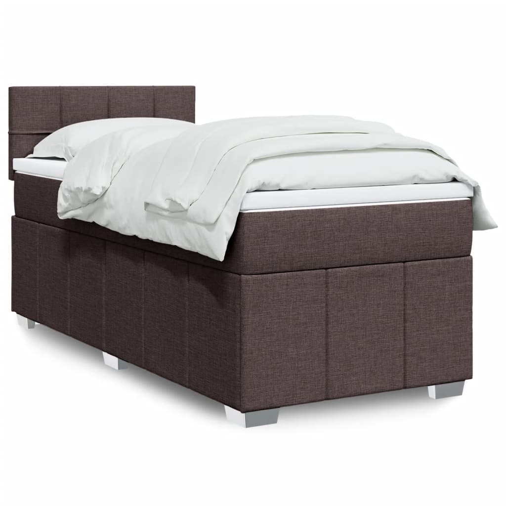 Giroletto a Molle con Materasso Marrone Scuro 100x200cm Tessuto