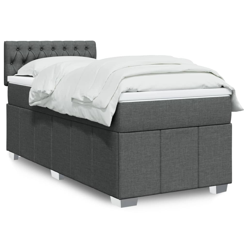 Giroletto a Molle con Materasso Grigio Scuro 100x200 cm Tessuto