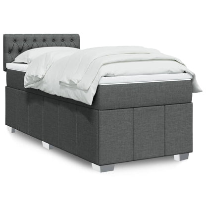 Giroletto a Molle con Materasso Grigio Scuro 100x200 cm Tessuto