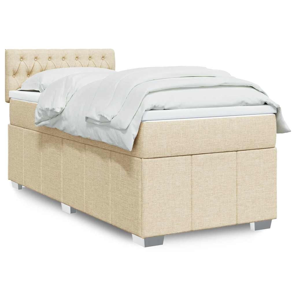 Giroletto a Molle con Materasso Crema 100x200 cm in Tessuto
