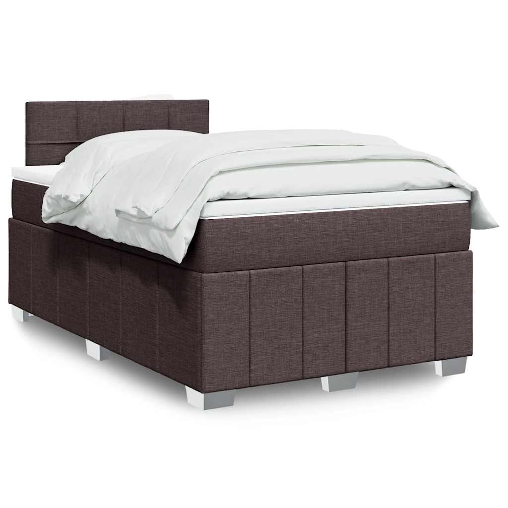 Giroletto a Molle con Materasso Marrone Scuro 120x200cm Tessuto