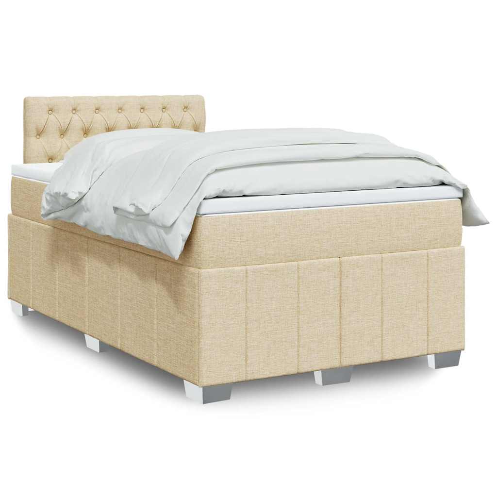 Giroletto a Molle con Materasso Crema 120x200 cm in Tessuto