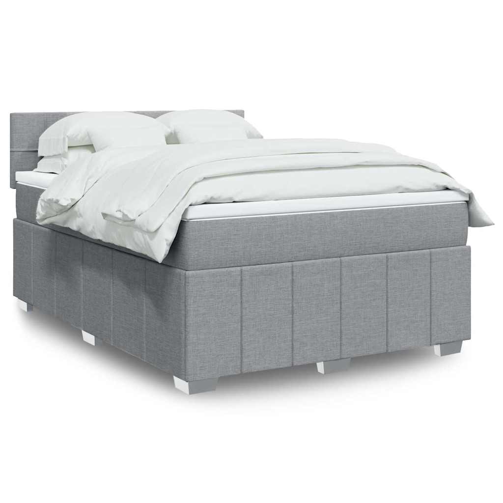 Giroletto a Molle con Materasso Grigio Chiaro 140x200cm Tessuto