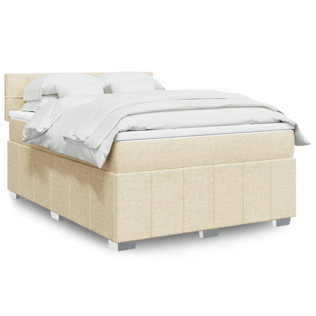 Giroletto a Molle con Materasso Crema 140x200 cm in Tessuto