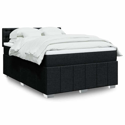 Giroletto a Molle con Materasso Nero 140x200 cm in Tessuto