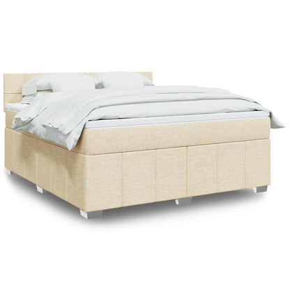 Giroletto a Molle con Materasso Crema 180x200 cm in Tessuto