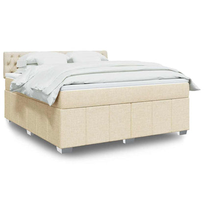 Giroletto a Molle con Materasso Crema 180x200 cm in Tessuto
