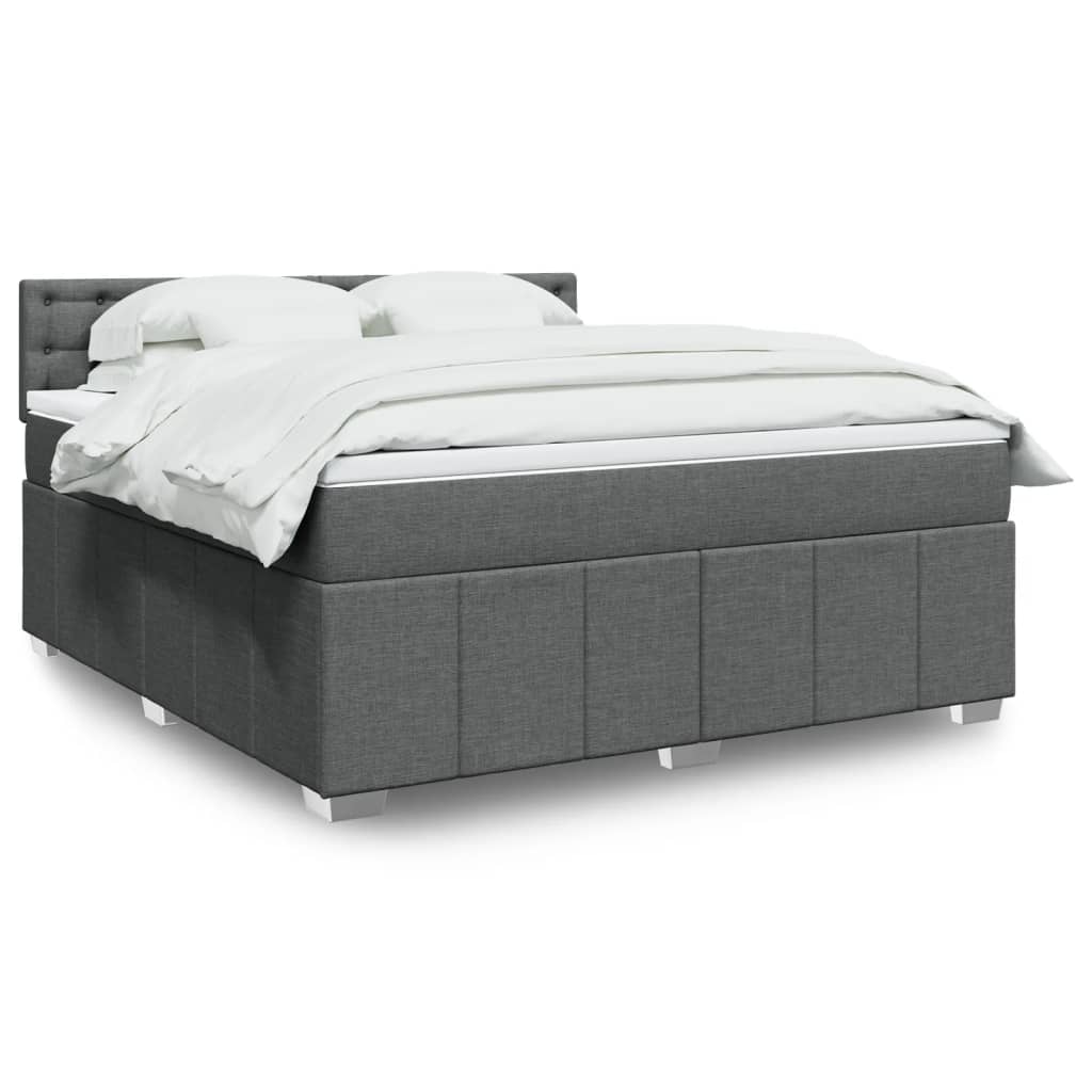 Giroletto a Molle con Materasso Grigio Scuro 180x200 cm Tessuto
