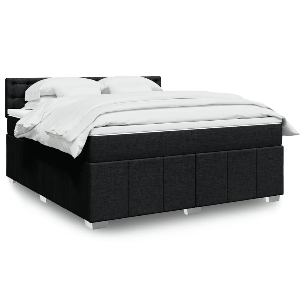 Giroletto a Molle con Materasso Nero 180x200 cm in Tessuto