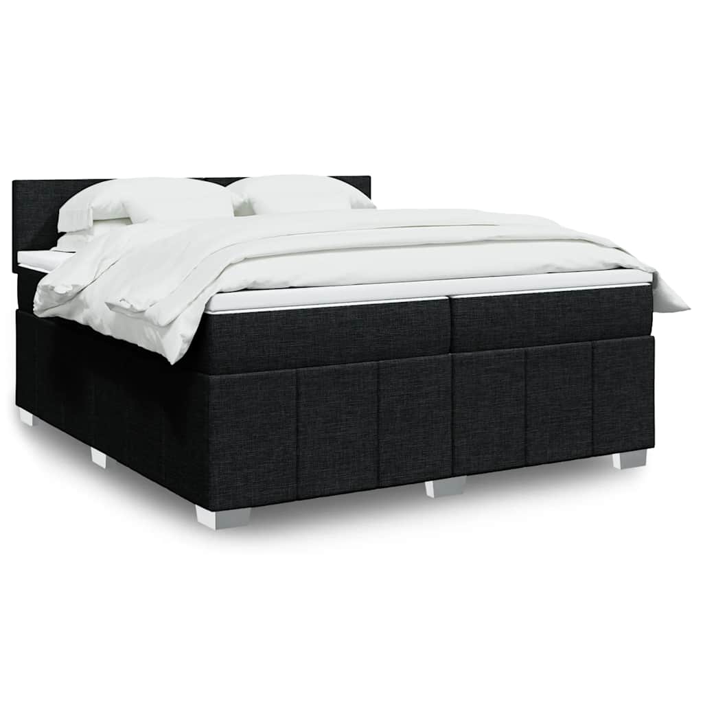 Giroletto a Molle con Materasso Nero 200x200 cm in Tessuto