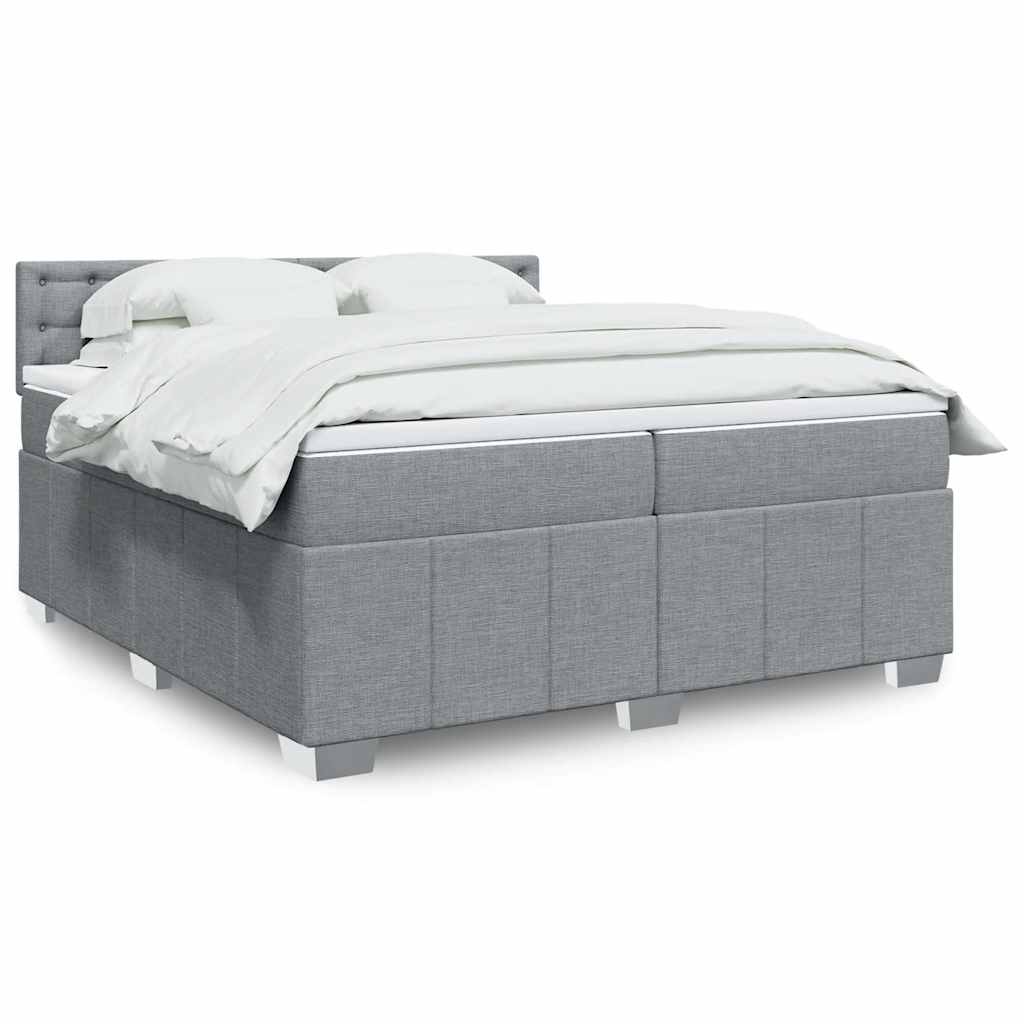 Giroletto a Molle con Materasso Grigio Chiaro 200x200cm Tessuto