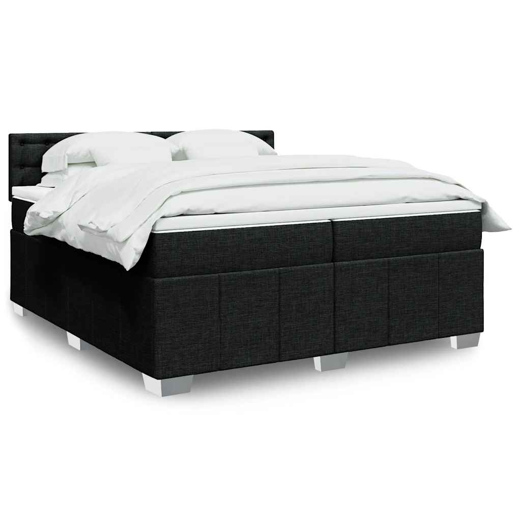 Giroletto a Molle con Materasso Nero 200x200 cm in Tessuto