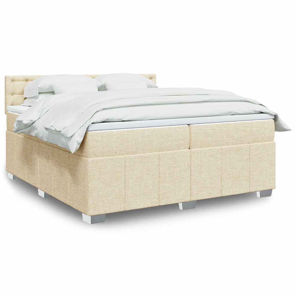 Giroletto a Molle con Materasso Crema 200x200 cm in Tessuto