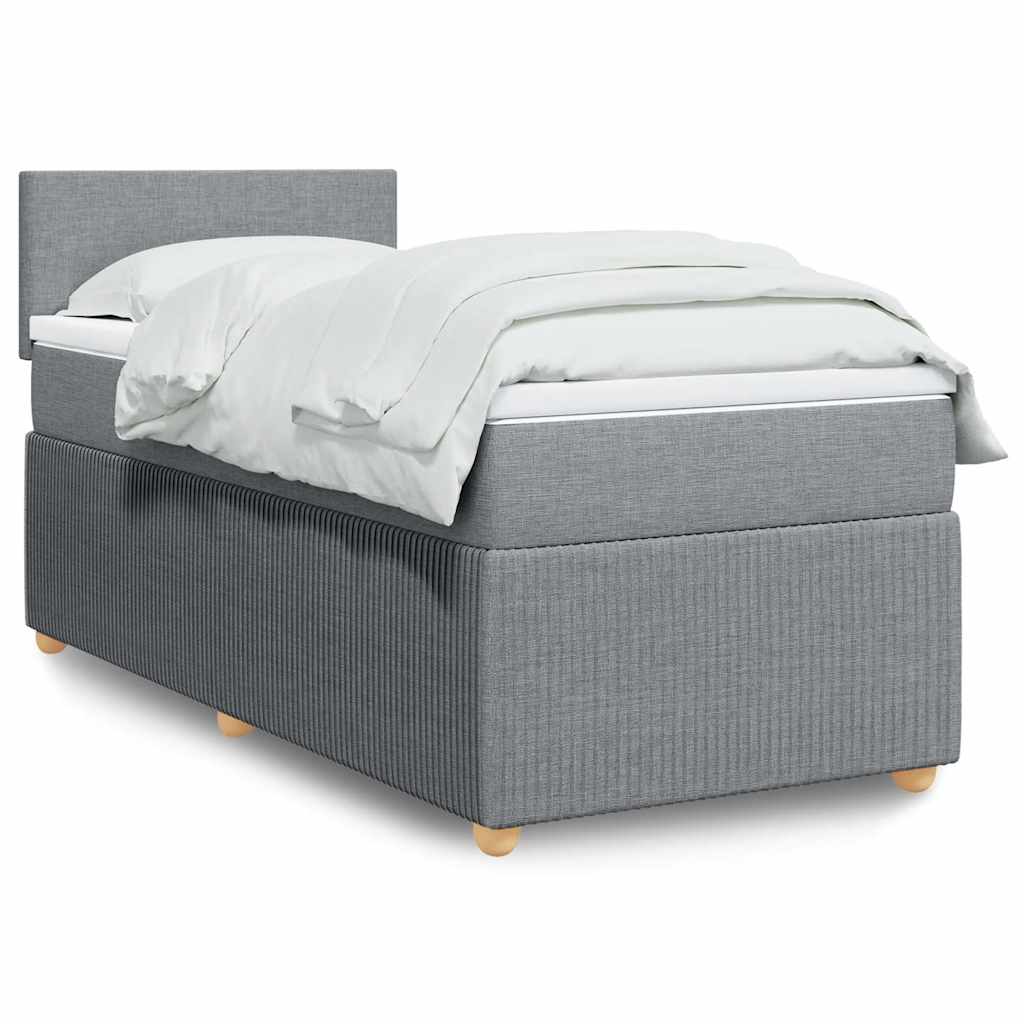 Giroletto a Molle con Materasso Grigio Chiaro 90x190 cm Tessuto