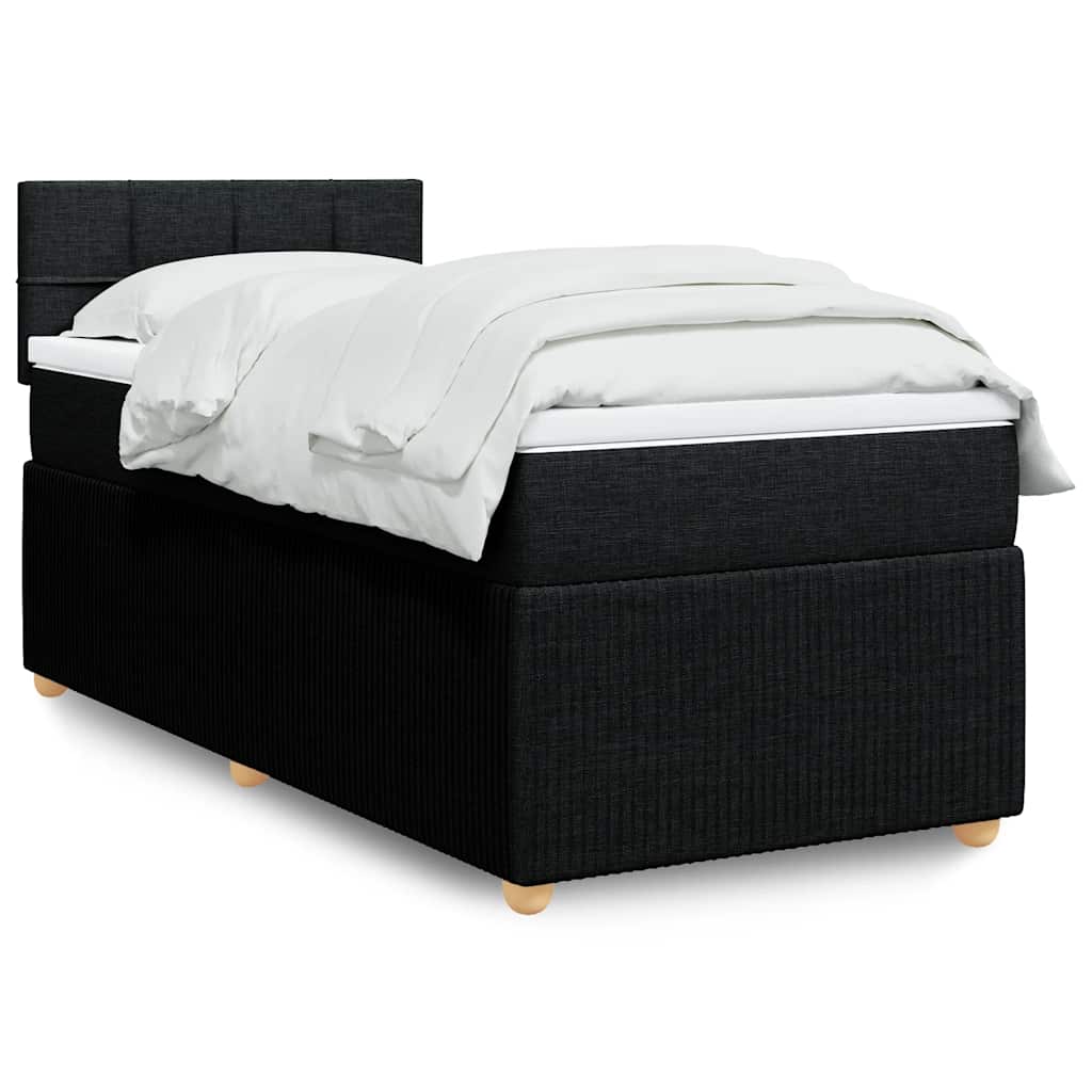 Giroletto a Molle con Materasso Nero 90x190 cm in Tessuto