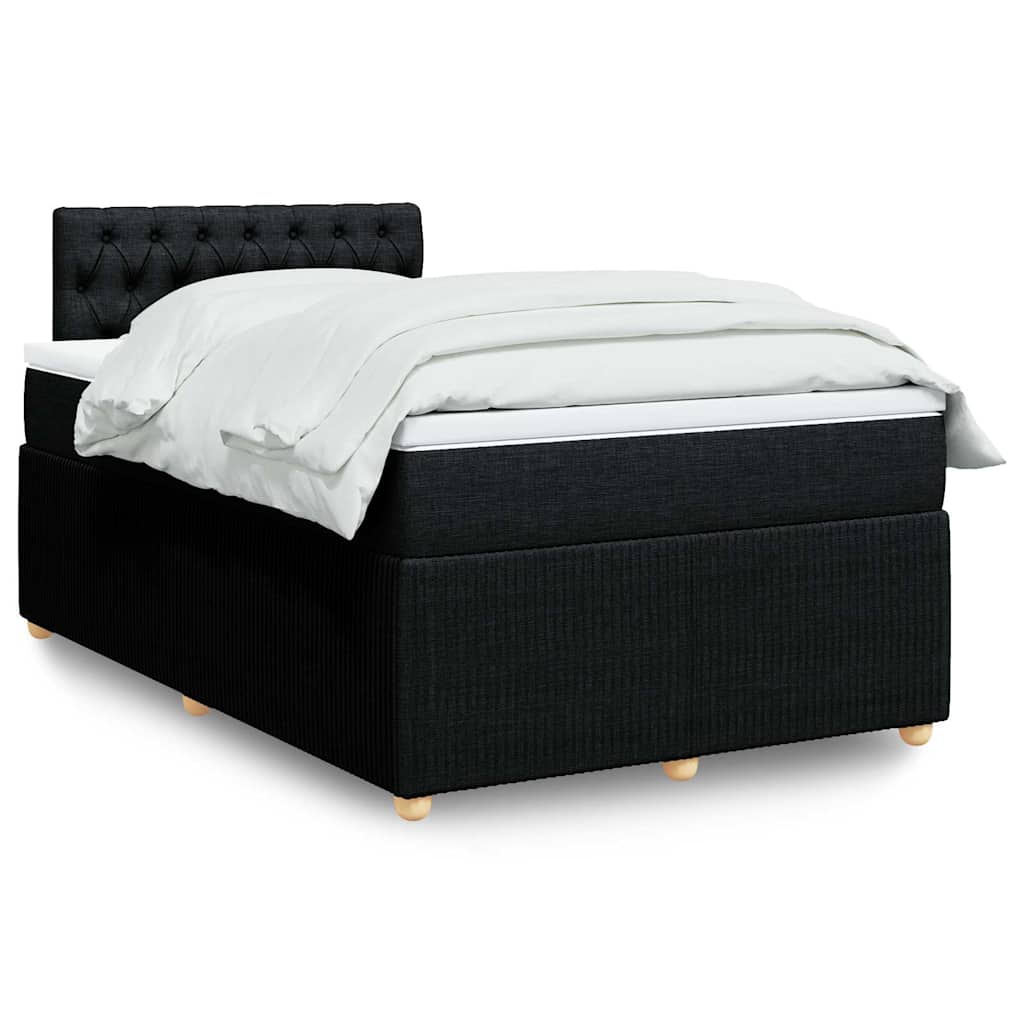 Giroletto a Molle con Materasso Nero 120x200 cm in Tessuto