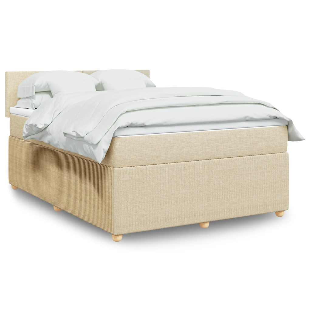 Giroletto a Molle con Materasso Crema 140x19 cm in Tessuto