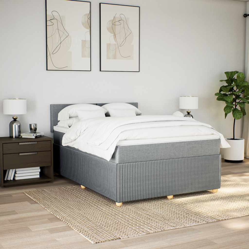 Giroletto a Molle con Materasso Grigio Chiaro 160x200cm Tessuto