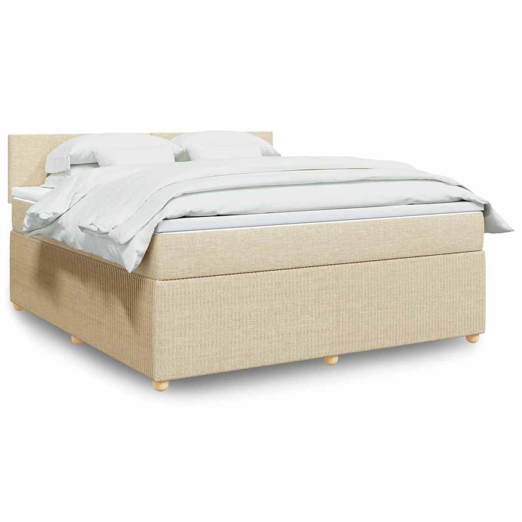 Giroletto a Molle con Materasso Crema 180x200 cm in Tessuto