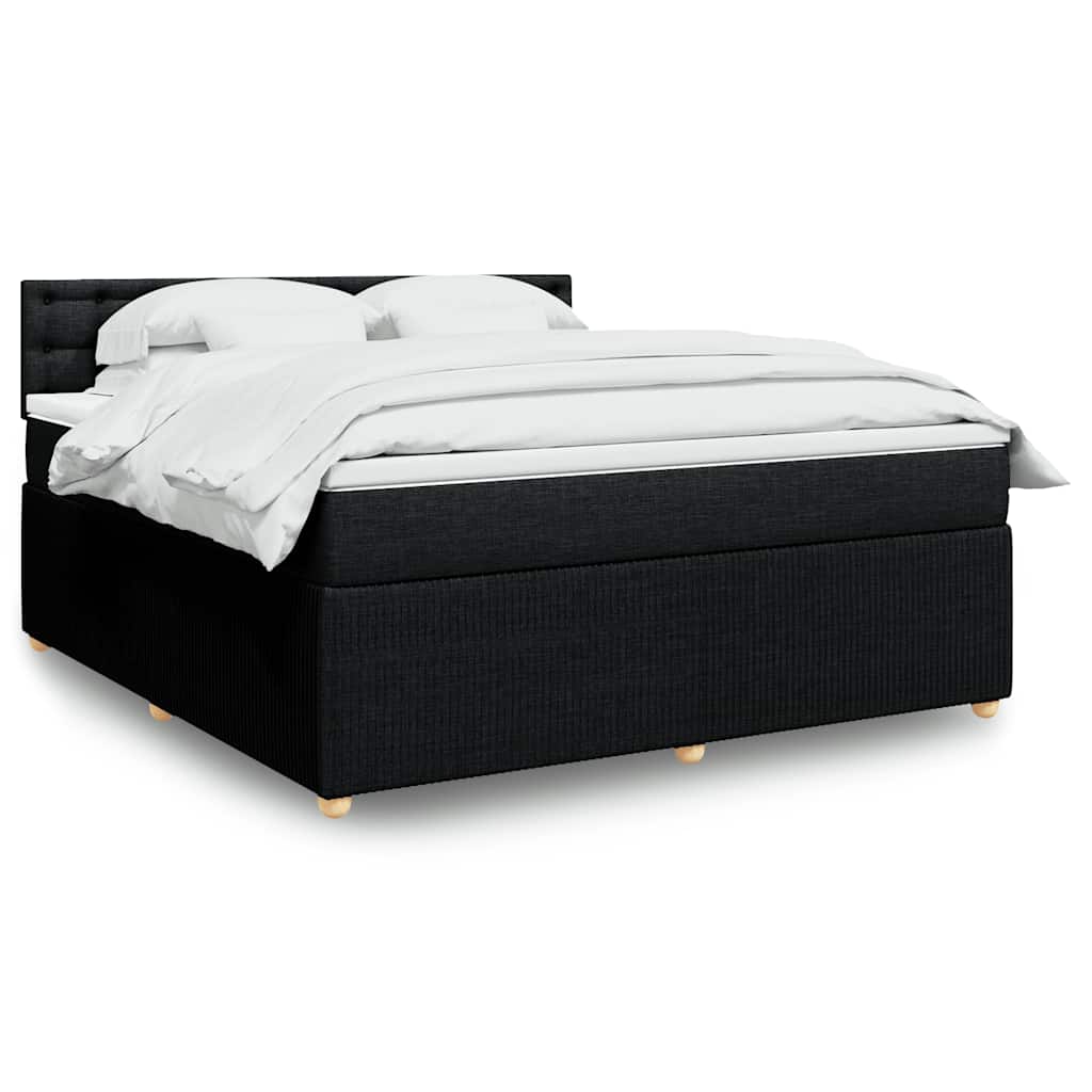 Giroletto a Molle con Materasso Nero 180x200 cm in Tessuto