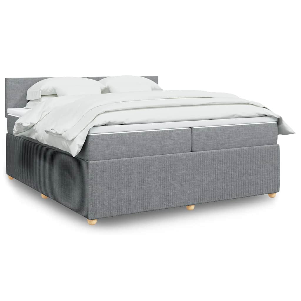 Giroletto a Molle con Materasso Grigio Chiaro 200x200cm Tessuto