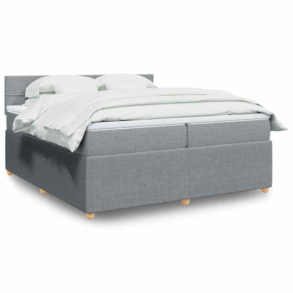 Giroletto a Molle con Materasso Grigio Chiaro 200x200cm Tessuto