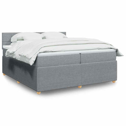 Giroletto a Molle con Materasso Grigio Chiaro 200x200cm Tessuto