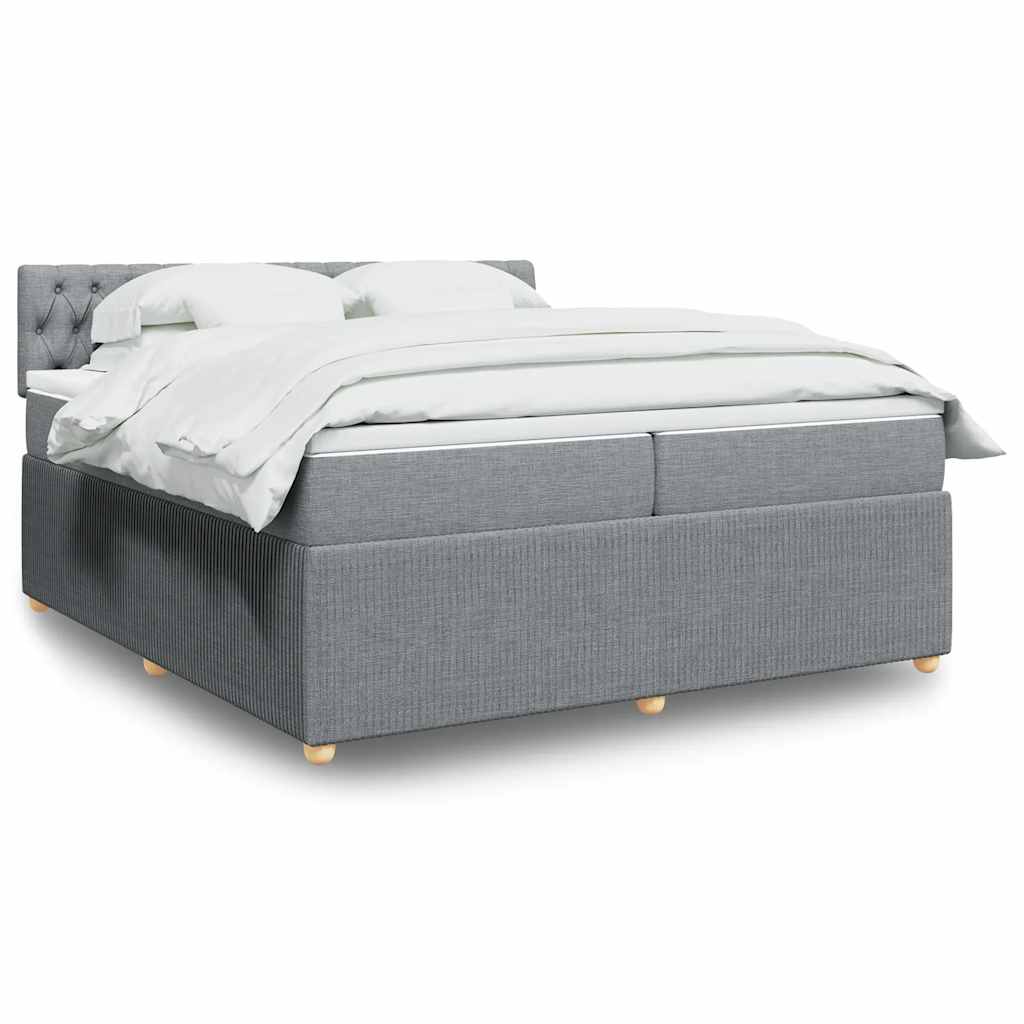 Giroletto a Molle con Materasso Grigio Chiaro 200x200cm Tessuto