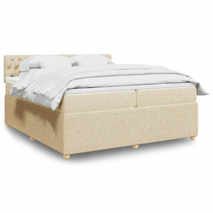 Giroletto a Molle con Materasso Crema 200x200 cm in Tessuto
