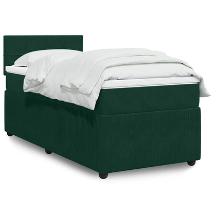 Giroletto a Molle con Materasso Verde Scuro 80x200 cm Velluto